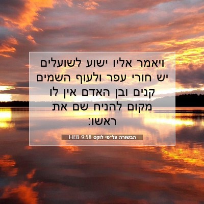 Picture 07 - הבשורה על־פי לוקס 9:58 HEB - ויאמר אליו ישוע לשועלים יש - Bible Verse Picture