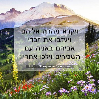Picture 07 - הבשורה על־פי מרקוס 1:20 HEB - ויקרא מהרה אליהם ויעזבו את - Bible Verse Picture
