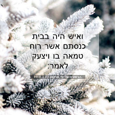 Picture 07 - הבשורה על־פי מרקוס 1:23 HEB - ואיש היה בבית כנסתם אשר רוח - Bible Verse Picture
