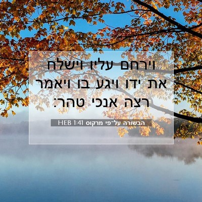 Picture 07 - הבשורה על־פי מרקוס 1:41 HEB - וירחם עליו וישלח את ידו - Bible Verse Picture