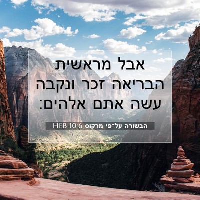 Picture 07 - הבשורה על־פי מרקוס 10:6 HEB - אבל מראשית הבריאה זכר - Bible Verse Picture