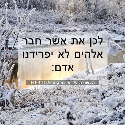 Picture 07 - הבשורה על־פי מרקוס 10:9 HEB - לכן את אשר חבר אלהים לא - Bible Verse Picture