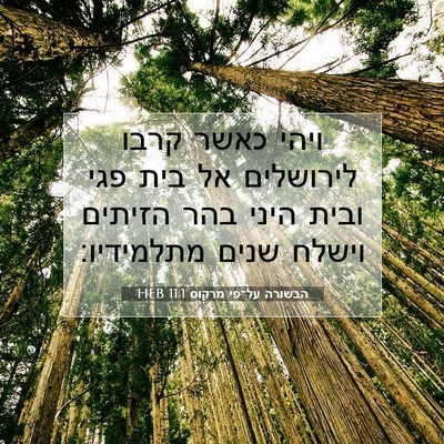 Picture 07 - הבשורה על־פי מרקוס 11:1 HEB - ויהי כאשר קרבו לירושלים אל - Bible Verse Picture