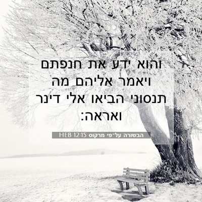Picture 07 - הבשורה על־פי מרקוס 12:15 HEB - והוא ידע את חנפתם ויאמר - Bible Verse Picture
