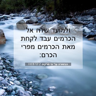 Picture 07 - הבשורה על־פי מרקוס 12:2 HEB - ולמועד שלח אל הכרמים עבד - Bible Verse Picture