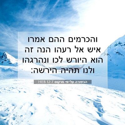 Picture 07 - הבשורה על־פי מרקוס 12:7 HEB - והכרמים ההם אמרו איש אל - Bible Verse Picture