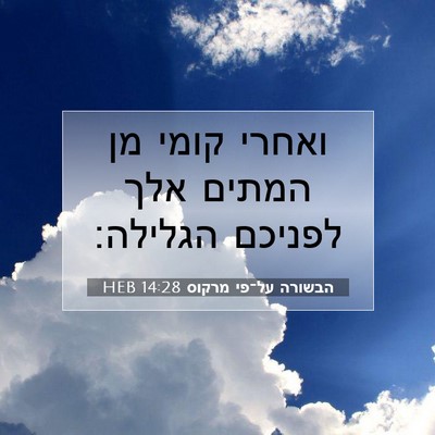 Picture 07 - הבשורה על־פי מרקוס 14:28 HEB - ואחרי קומי מן המתים אלך - Bible Verse Picture