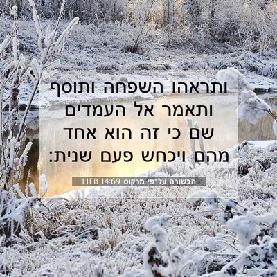 Picture 07 - הבשורה על־פי מרקוס 14:69 HEB - ותראהו השפחה ותוסף ותאמר - Bible Verse Picture