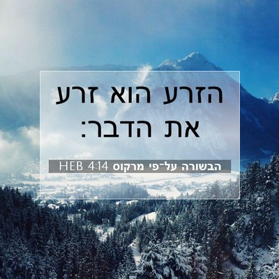 Picture 07 - הבשורה על־פי מרקוס 4:14 HEB - הזרע הוא זרע את - Bible Verse Picture