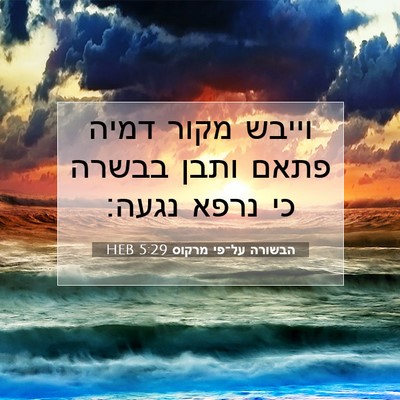 Picture 07 - הבשורה על־פי מרקוס 5:29 HEB - וייבש מקור דמיה פתאם ותבן - Bible Verse Picture