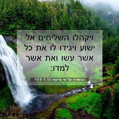 Picture 07 - הבשורה על־פי מרקוס 6:30 HEB - ויקהלו השליחים אל ישוע - Bible Verse Picture