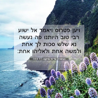 Picture 07 - הבשורה על־פי מרקוס 9:5 HEB - ויען פטרוס ויאמר אל ישוע - Bible Verse Picture