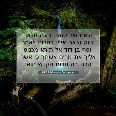 Picture 07 - הבשורה על־פי מתי 1:20 HEB - הוא חשב כזאת והנה מלאך יהוה - Bible Verse Picture