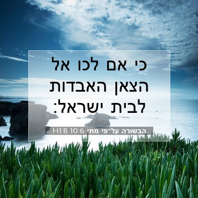 Picture 07 - הבשורה על־פי מתי 10:6 HEB - כי אם לכו אל הצאן האבדות - Bible Verse Picture