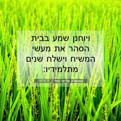 Picture 07 - הבשורה על־פי מתי 11:2 HEB - ויוחנן שמע בבית הסהר את - Bible Verse Picture
