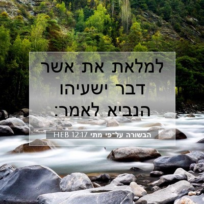 Picture 07 - הבשורה על־פי מתי 12:17 HEB - למלאת את אשר דבר ישעיהו - Bible Verse Picture