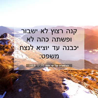 Picture 07 - הבשורה על־פי מתי 12:20 HEB - קנה רצוץ לא ישבור ופשתה כהה - Bible Verse Picture