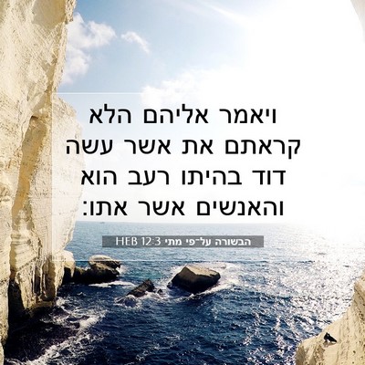 Picture 07 - הבשורה על־פי מתי 12:3 HEB - ויאמר אליהם הלא קראתם את - Bible Verse Picture