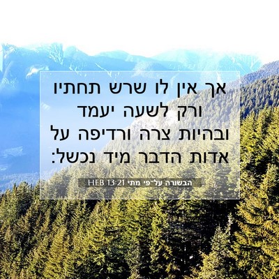 Picture 07 - הבשורה על־פי מתי 13:21 HEB - אך אין לו שרש תחתיו ורק - Bible Verse Picture