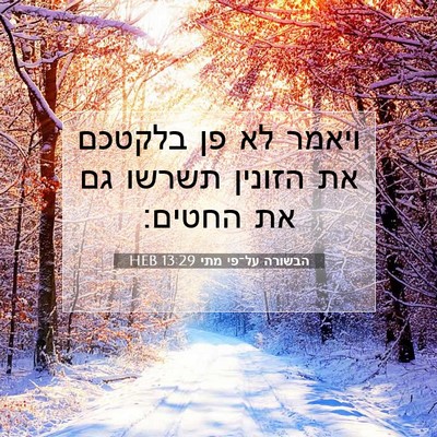 Picture 07 - הבשורה על־פי מתי 13:29 HEB - ויאמר לא פן בלקטכם את - Bible Verse Picture
