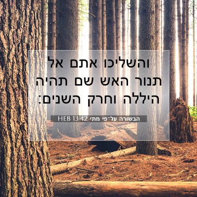 Picture 07 - הבשורה על־פי מתי 13:42 HEB - והשליכו אתם אל תנור האש שם - Bible Verse Picture