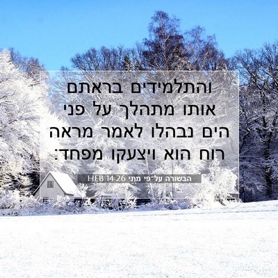 Picture 07 - הבשורה על־פי מתי 14:26 HEB - והתלמידים בראתם אותו מתהלך - Bible Verse Picture