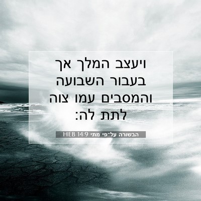 Picture 07 - הבשורה על־פי מתי 14:9 HEB - ויעצב המלך אך בעבור השבועה - Bible Verse Picture