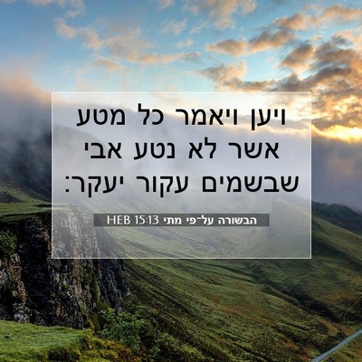 Picture 07 - הבשורה על־פי מתי 15:13 HEB - ויען ויאמר כל מטע אשר לא - Bible Verse Picture