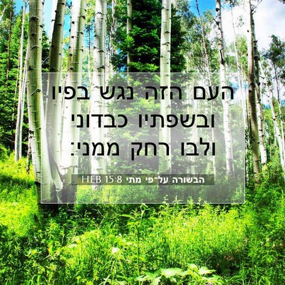 Picture 07 - הבשורה על־פי מתי 15:8 HEB - העם הזה נגש בפיו ובשפתיו - Bible Verse Picture
