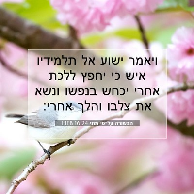 Picture 07 - הבשורה על־פי מתי 16:24 HEB - ויאמר ישוע אל תלמידיו איש - Bible Verse Picture