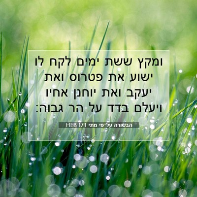 Picture 07 - הבשורה על־פי מתי 17:1 HEB - ומקץ ששת ימים לקח לו ישוע - Bible Verse Picture