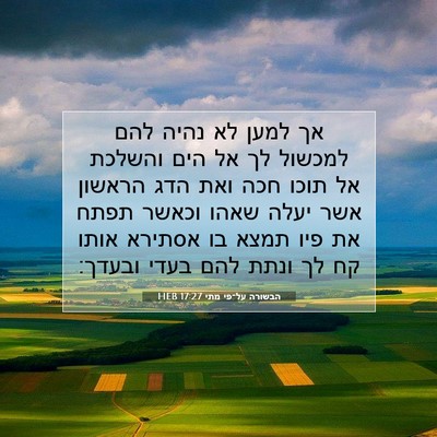 Picture 07 - הבשורה על־פי מתי 17:27 HEB - אך למען לא נהיה להם למכשול - Bible Verse Picture
