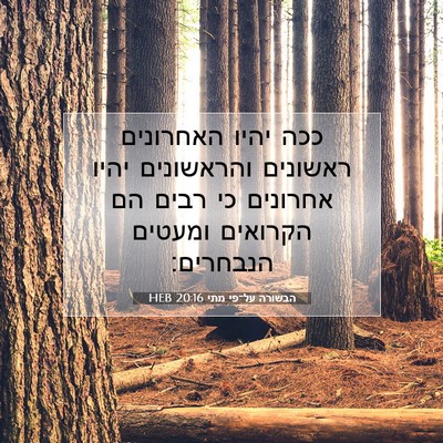 Picture 07 - הבשורה על־פי מתי 20:16 HEB - ככה יהיו האחרונים ראשונים - Bible Verse Picture
