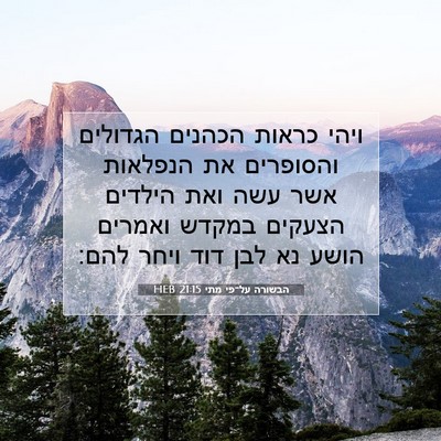Picture 07 - הבשורה על־פי מתי 21:15 HEB - ויהי כראות הכהנים הגדולים - Bible Verse Picture