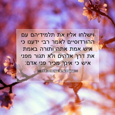 Picture 07 - הבשורה על־פי מתי 22:16 HEB - וישלחו אליו את תלמידיהם עם - Bible Verse Picture