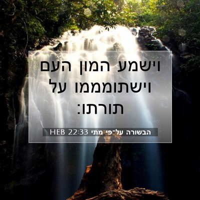 Picture 07 - הבשורה על־פי מתי 22:33 HEB - וישמע המון העם וישתומממו - Bible Verse Picture