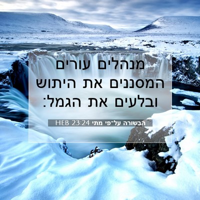 Picture 07 - הבשורה על־פי מתי 23:24 HEB - מנהלים עורים המסננים את - Bible Verse Picture