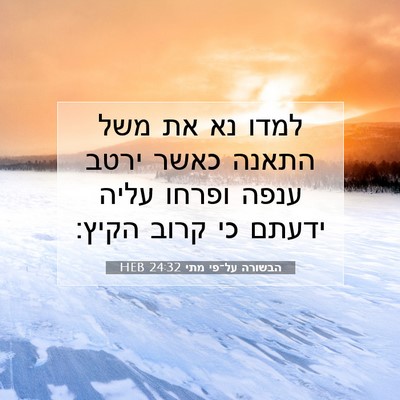 Picture 07 - הבשורה על־פי מתי 24:32 HEB - למדו נא את משל התאנה כאשר - Bible Verse Picture