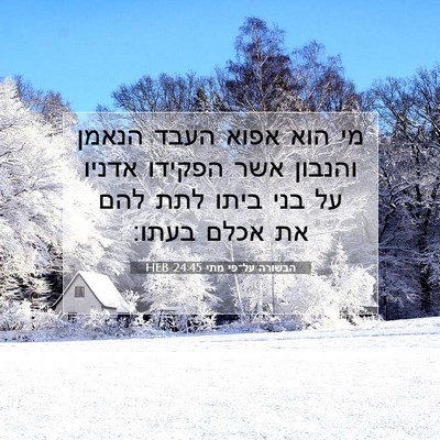 Picture 07 - הבשורה על־פי מתי 24:45 HEB - מי הוא אפוא העבד הנאמן - Bible Verse Picture