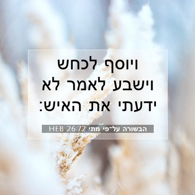 Picture 07 - הבשורה על־פי מתי 26:72 HEB - ויוסף לכחש וישבע לאמר לא - Bible Verse Picture