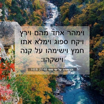 Picture 07 - הבשורה על־פי מתי 27:48 HEB - וימהר אחד מהם וירץ ויקח - Bible Verse Picture