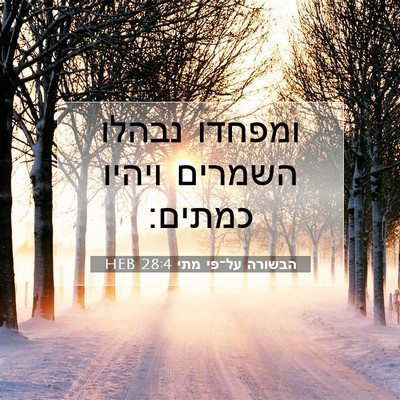 Picture 07 - הבשורה על־פי מתי 28:4 HEB - ומפחדו נבהלו השמרים ויהיו - Bible Verse Picture
