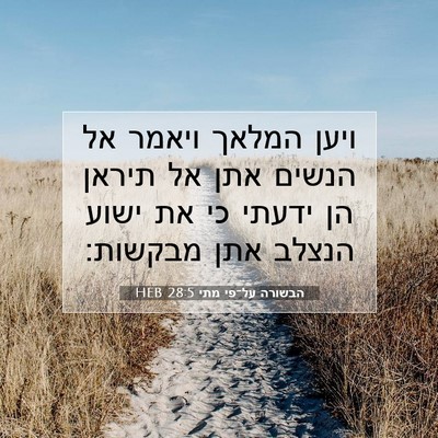 Picture 07 - הבשורה על־פי מתי 28:5 HEB - ויען המלאך ויאמר אל הנשים - Bible Verse Picture