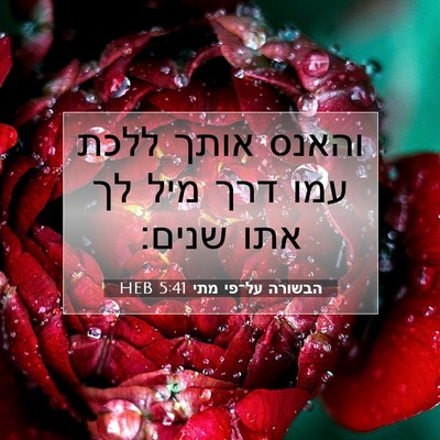Picture 07 - הבשורה על־פי מתי 5:41 HEB - והאנס אותך ללכת עמו דרך מיל - Bible Verse Picture