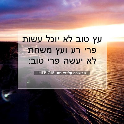 Picture 07 - הבשורה על־פי מתי 7:18 HEB - עץ טוב לא יוכל עשות פרי רע - Bible Verse Picture