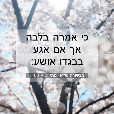 Picture 07 - הבשורה על־פי מתי 9:21 HEB - כי אמרה בלבה אך אם אגע - Bible Verse Picture