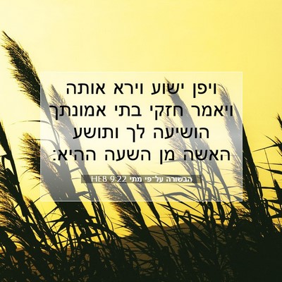 Picture 07 - הבשורה על־פי מתי 9:22 HEB - ויפן ישוע וירא אותה ויאמר - Bible Verse Picture