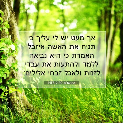 Picture 07 - ההתגלות 2:20 HEB - אך מעט יש לי עליך כי תניח את - Bible Verse Picture