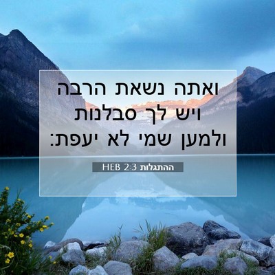 Picture 07 - ההתגלות 2:3 HEB - ואתה נשאת הרבה ויש לך - Bible Verse Picture