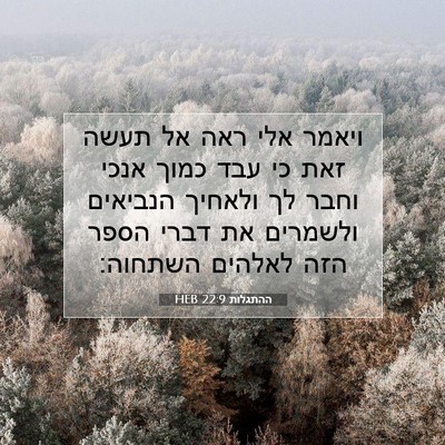 Picture 07 - ההתגלות 22:9 HEB - ויאמר אלי ראה אל תעשה זאת - Bible Verse Picture